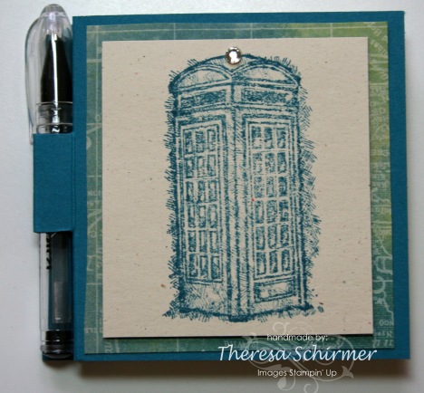 Telephone Box Post It Note and Pen Holder